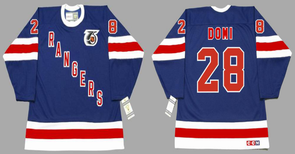 2019 Men New York Rangers #28 Domi blue CCM NHL jerseys->new york rangers->NHL Jersey